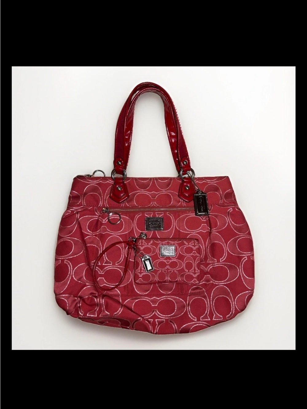 Coach Poppy Glam Tote/Wristlet Set, Ruby Red Lurex, Patent Leather 2011 (#17890)